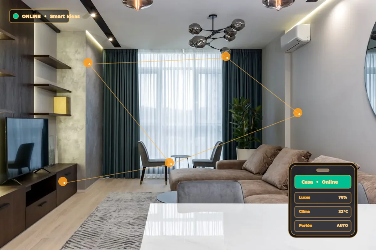 Smart home iluminado, cálido, conectado y bajo control